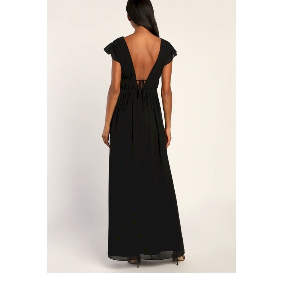 Lulus I'm All Yours Black Ruffled Maxi Dress Size Small New NWT - Picture 5 of 17